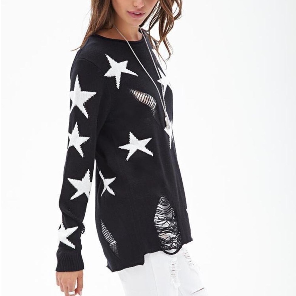 Distressed Star Sweater